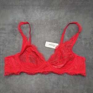 Soma Sensuous Chantilly Lace Plunge Bra 36B Cherry Red